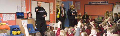 PCSO Christian Hassler at Charsfield school