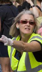 Helper at the Fram 10k water station