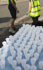 Water cups waiting at the Fram 10k