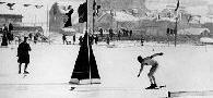 Charles Jewtraw winning the 500m speed skating in a world record time