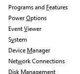 Windows key + X menu